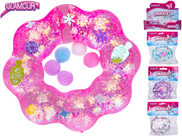 Mikro trading Glamour - Náramek strečový s flitry a doplňky - 8,5 cm