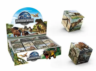 Teddies Kostka - Hlavolam DINOSAURUS - 3 x 3 x 3