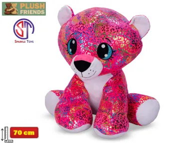 Mikro trading Plush Friends - Star Sparkle: LEOPARD Rainbow plyšový barevný - 70 cm - sedící