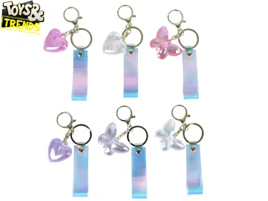 Mikro trading Toys&Trends - Přívěsek na klíče se srdíčkem / motýlkem - 2 druhy 3 barvy