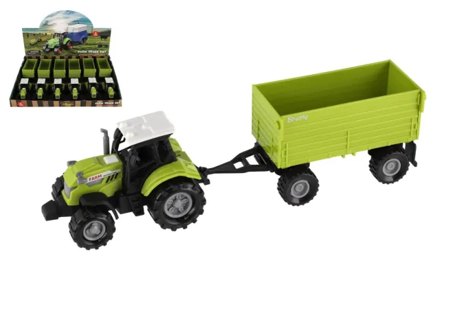 Teddies Traktor s valníkem - 26 cm - na volný chod se zvukem, světlem