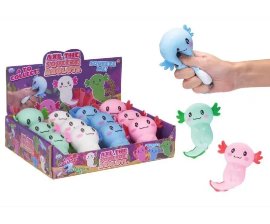 Teddies Axolotl - mačkací antistresový silikon - 10 cm - 4 barvy