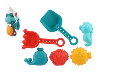 Teddies Sada na písek - lopatka, hrabičky, formičky 4 ks - v síťce