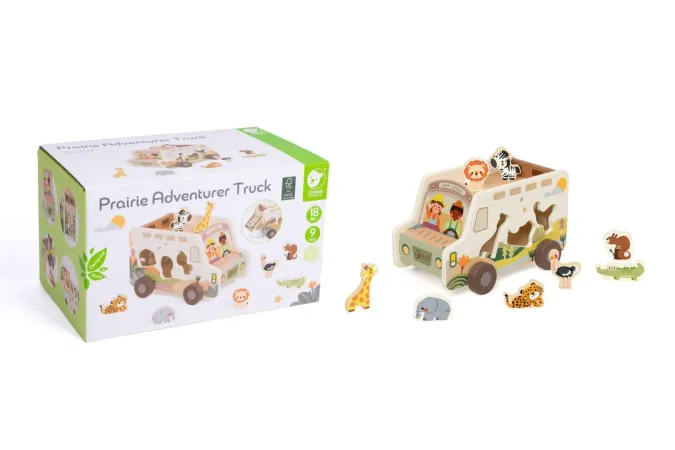 Teddies Auto SAFARI dřevěná vkládačka - 9 ks