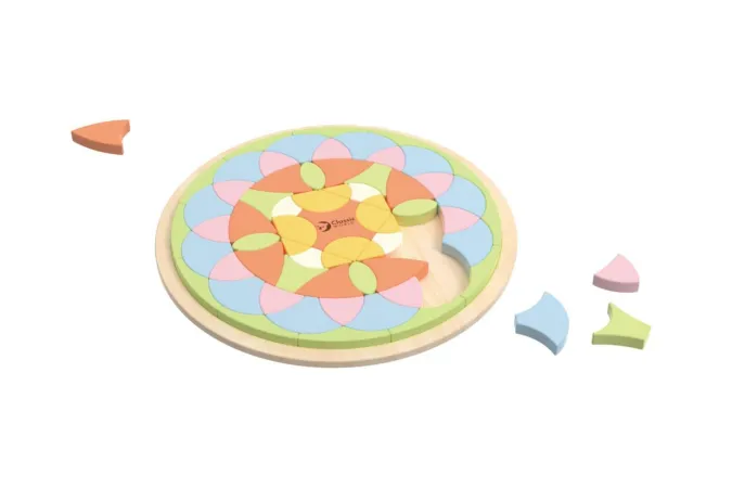 Teddies Skládanka - dřevěná vkládačka MANDALA - 71 Ks