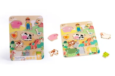 Teddies Puzzle - FARMA - dřevěná desková vkládačka