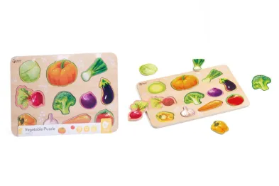 Teddies Puzzle - ZELENINA - dřevěná desková vkládačka