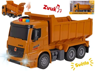 Mikro trading Auto stavební sklápěčka - 26 cm - na setrvačník - se světlem a zvukem