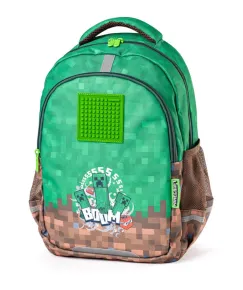 Pixie crew Školní batoh dvoukomorový - 2 zipy - Minecraft