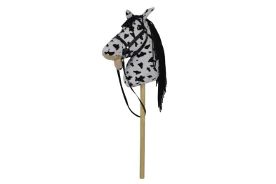 Teddies Kůň (Appaloosa) na tyči - 70 cm - se zvukem - bílo-černá