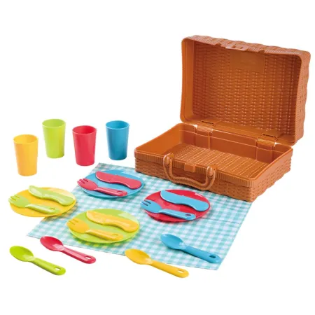 Teddies Piknikový košík se sadou nádobí - 22 ks