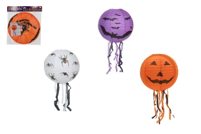 Teddies Lampion koule Halloween se střapci - průměr 30 cm - (bez hůlky)