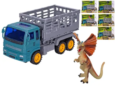 Mikro trading Auto nákladní na setrvačník - 18,5 cm - s dinosaurem - mix druhů