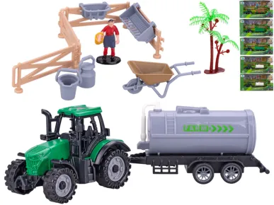 Mikro trading Traktor s vlečkou - 19 cm -  volný chod - s doplňky