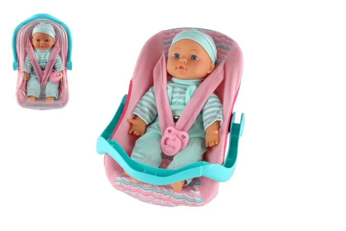 Teddies Panenka miminko měkké tělo - 30 cm - v nosítku / autosedačce s dudlíkem