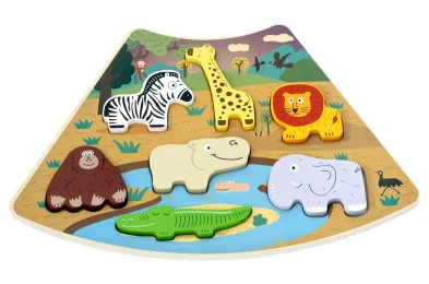 2Kids Toys Dřevěné puzzle - Safari - propojitelné