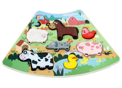 2Kids Toys Dřevěné puzzle - Veselá farma - propojitelné