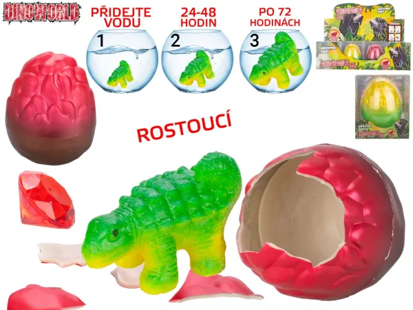 Mikro trading Dinoworld - Dinosaurus líhnoucí a rostoucí s drahokamem - mix druhů