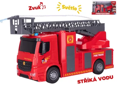 Mikro trading Auto hasiči stříkající vodu - 30 cm - na setrvačník -  se světlem a zvukem