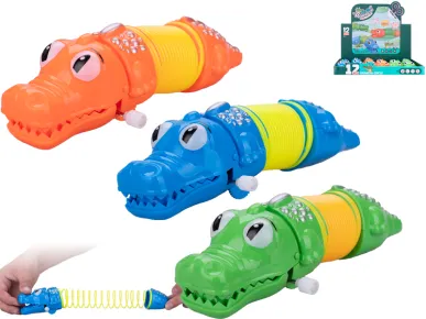 Mikro trading Krokodýl natahovací na klíček - po natažení jezdící - 3 barvy