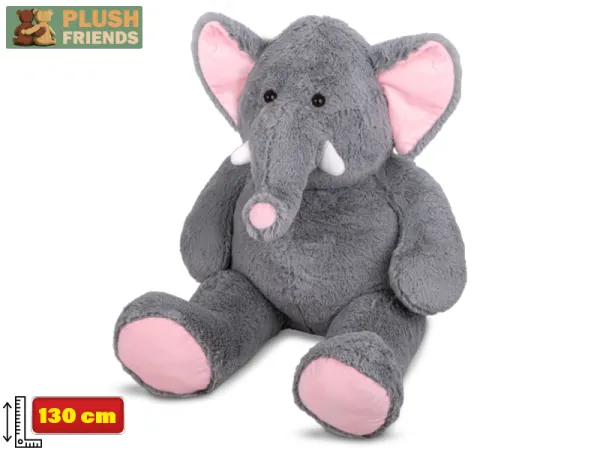 Mikro trading Plush Friends - Slon plyšový - 130 cm - šedá