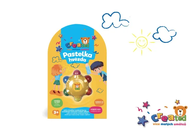 Created Voskovky pastelky HVĚZDA 6 barev - 6 cm