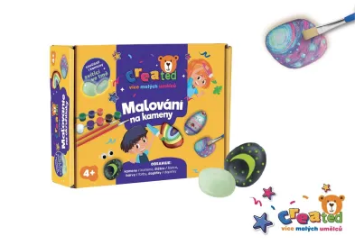 Created Malování na kameny - svítící ve tmě - s barvami, se štětci a doplňky