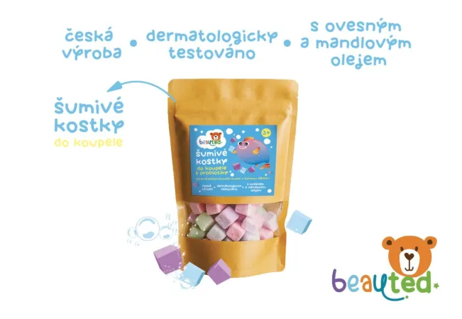 Teddies beauted - Šumivé kostky do koupele s probiotiky - v uzavíratelném sáčku