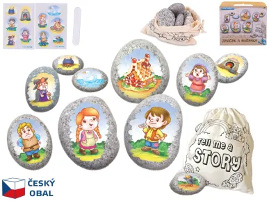 Mikro trading Jeníček a Mařenka - pohádková sada kamínků se samolepkou - 10 ks v krabičce