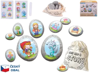 Mikro trading Červená karkulka - pohádková sada kamínků se samolepkou - 10 ks v krabičce