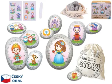 Mikro trading Sněhurka - pohádková sada kamínků se samolepkou - 10 ks v krabičce