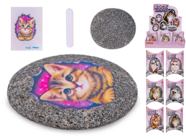 Mikro trading Kamínek se samolepkou kočičky - 6 druhů