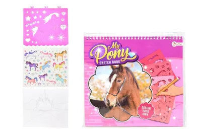 Teddies Kreativní blok s doplňky a šablonami "My Pony" Sketch Book - 26 cm