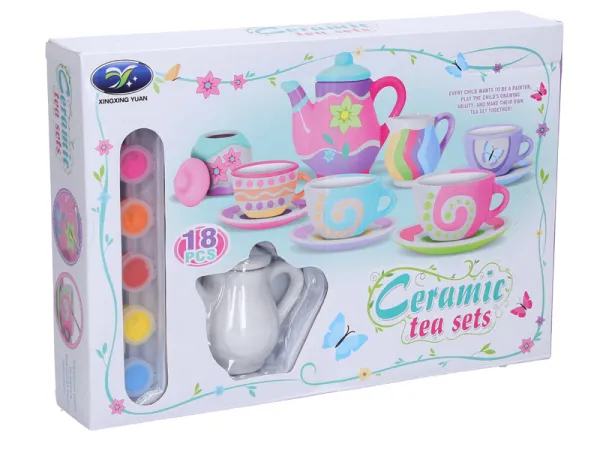 Mikro trading Kreativní sada malování na hrnečky - 11 ks - se štětcem a barvičkami - 6 ks