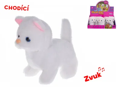 Mikro trading Kočka plyšová - 16 cm - chodící se zvukem