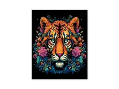 SMT Creatoys Malování na plátno - 40 x 50 cm - TYGR V KVĚTINÁCH