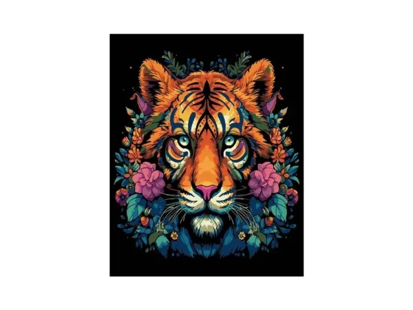 SMT Creatoys Malování na plátno - 40 x 50 cm - TYGR V KVĚTINÁCH