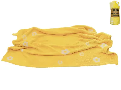 Mikro trading Deka - žlutá s květinami - 100 x 150 cm - svítící ve tmě