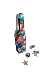 LKV Lomnice Dárková textilní taška na lahev - Vánoce - s motivem vánočních ozdob