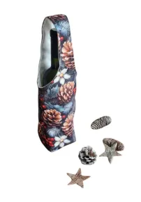 LKV Lomnice Dárková textilní taška na lahev - Vánoce - tmavě modrá s motivem šišek