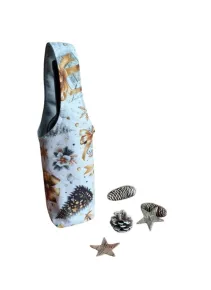 LKV Lomnice Dárková textilní taška na lahev - Vánoce - bílá