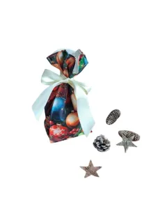 LKV Lomnice Dárkový textilní pytlík malý - Vánoce - s motivem vánočních ozdob