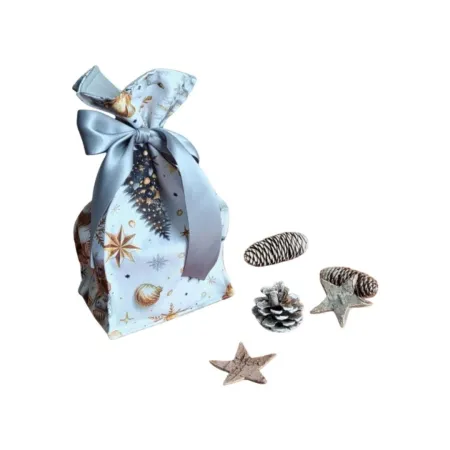 LKV Lomnice Dárkový textilní pytlík malý - Vánoce - bílá