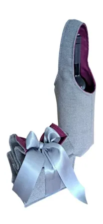 LKV Lomnice Dárková sada - Taška na lahev a malý textilní pytlík - fialová