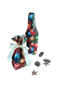 LKV Lomnice Dárková sada - Taška na lahev a malý textilní pytlík - Vánoce - s motivem vánočních ozdob