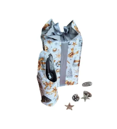 LKV Lomnice Dárková sada - Taška na lahev a velký textilní pytlík - Vánoce - bílá