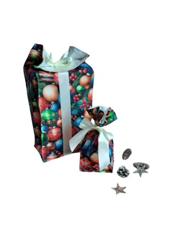 LKV Lomnice Dárková sada - Velký a malý textilní pytlík - Vánoce - s motivem vánočních ozdob