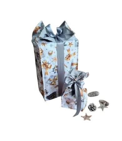 LKV Lomnice Dárková sada - Velký a malý textilní pytlík - Vánoce - bílá