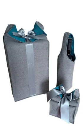 LKV Lomnice Dárková sada - Taška na lahev, velký a malý textilní pytlík - tyrkysová