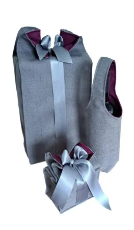 LKV Lomnice Dárková sada - Taška na lahev, velký a malý textilní pytlík - fialová